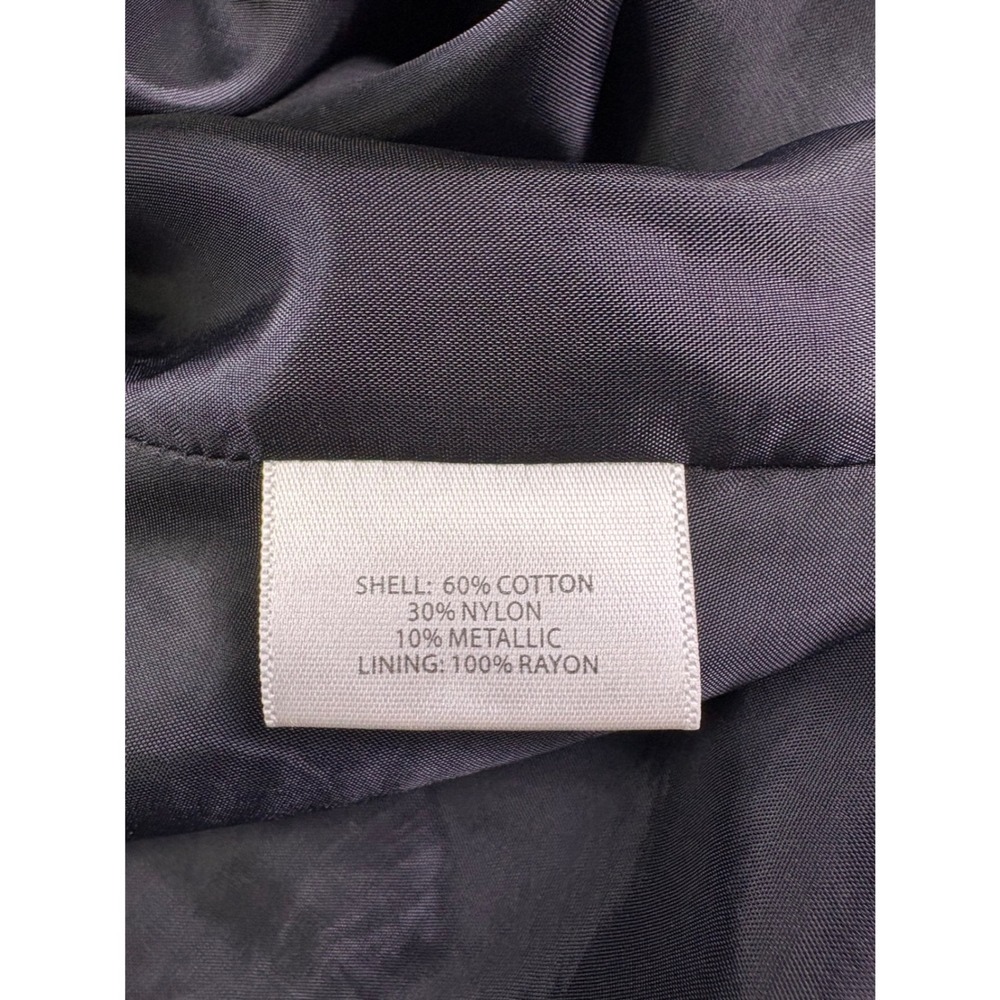 Eileen Fisher Steel Satin Coat S Black Metallic Ruffle Collar Lightweight Shiny - Picture 5 of 9